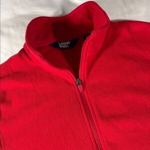 Lands' End boys bright red fleece full zip pullover jacket - size XL 18